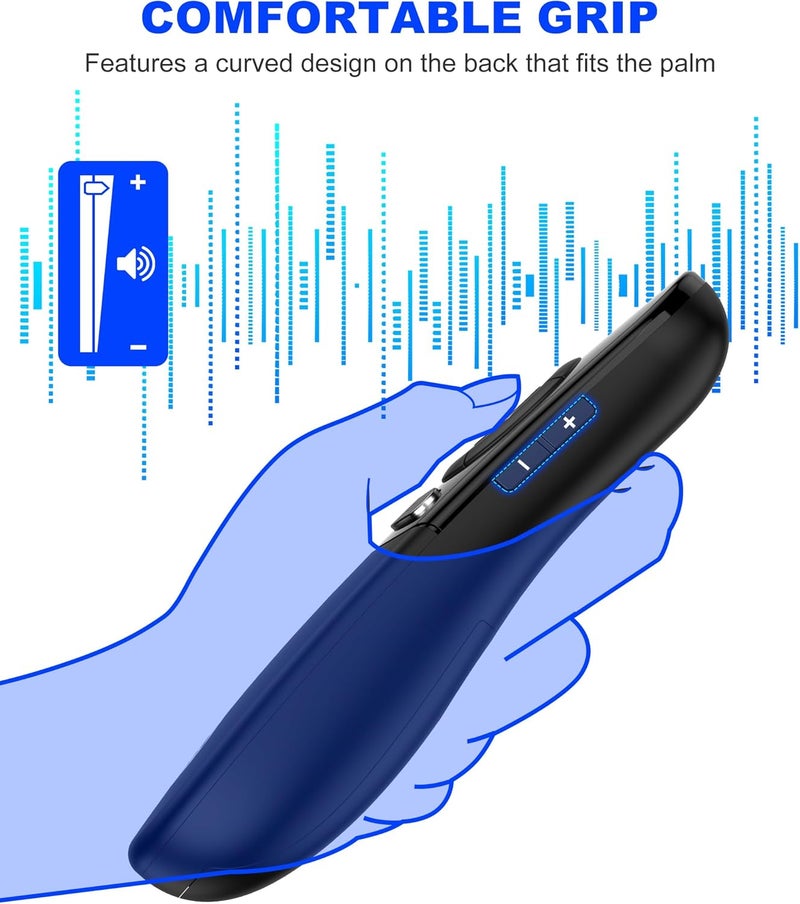 DinoFire جهاز عرض لاسلكي USB Type C، جهاز تحكم عن بُعد مزدوج الوضع BT&RF 2.4GHz لعرض PowerPoint متوافق مع أجهزة الكمبيوتر المحمولة وأجهزة الكمبيوتر المكتبية المدعومة بتقنية Bluetooth - Image 5